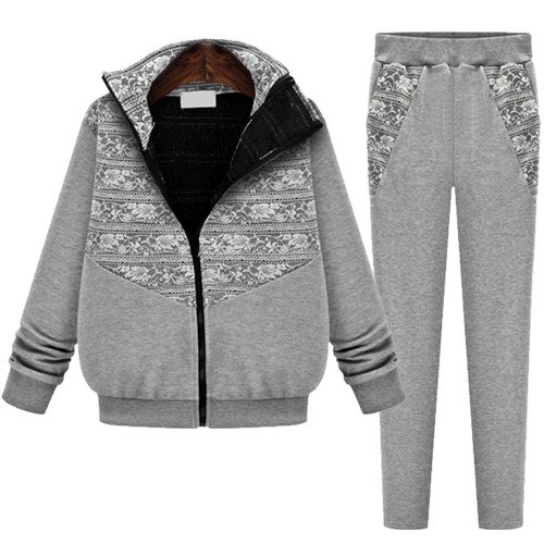 (イイネショップ) eeNeshop フラワー レース 切替 スウェット セットアップ