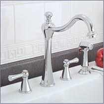 Chrome Kitchen Faucet with Sprayer - Two Lever Handled