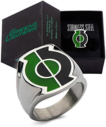 DC Comics Men's Stainless Steel Split Green Lantern Ring