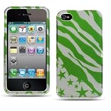 Green Zebra Star on Silver Design Snap on Protector Hard Case Cover for Apple Iphone 4, 4th Generation Compatible for Both AT&T and Verizon 51KLeQ0vENL. SL160 Green Zebra Star on Silver Design Snap on Protector Hard Case Cover for Apple Iphone 4, 4th Generation Compatible for Both AT&T and Verizon