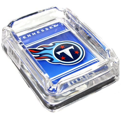 Image of Tennessee Titans Glass Ashtray - Dimensions 3 Inch x 4 Inch - Simulated Black Velvet Botton
