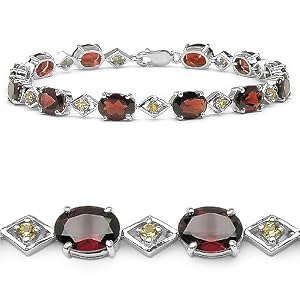 19.80 Carat Genuine Garnet and Citrine Silver Bracelet by JewelzDirect