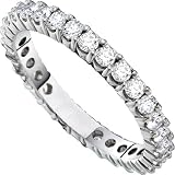 Stunning 14k. White Gold 1.00 Ctw. Diamond Eternity Band " Size 7 "