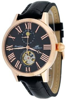 Adee Kaye #AK7100-MRG1 Men's Exponer Moon Phase Automatic Watch with Tourbillon Display