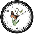 Orange and Yellow Butterfly JP - Butterfly Animal Wall Clock by WatchBuddy Timepieces (Slate Blue Frame)