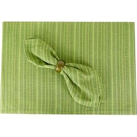 Green Striated Textured Placemats and or Napkins ~ Set of 2 or more, 4 Placemats, 4 Napkins by Overseas Trading
