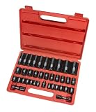 TEKTON 4888 3/8-Inch  and 1/2-Inch  Drive Impact Socket Set, 3/8-Inch -1-1/4-Inch , 8-32mm, SAE/Metric, Cr-V, 38 Piece