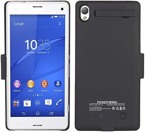 LSD 3200mAh External Battery Backup Power Bank Charge Charging Case Cover with Stand for SONY Experia Z3 Black