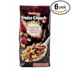 Familia Swiss Crunch Muesli, Clusters with Strawberries & Raspberries, 12-Ounce Bags (Pack of 6)