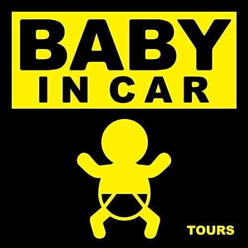BABY IN CAR magnet yellow ~ black (12cm ~ 12cm) - Made in Japan