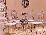 All new item 5 pc metal and glass dining table set