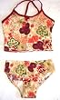Girls 7-16 2-piece Swimwear Crop Top Bikini Yellow/Red Floral