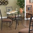 Square Dining Table with Clear Glass Top in Textured Black