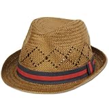 Unisex Structured 100% Paper Two-Tone Band Fedora Hat
