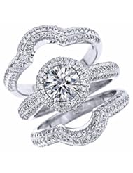 GIA Certified 4.06 Carat J Color SI-1 Clarity Natural Round Good Cut Diamond Bridal Engagement Ring Set 18k White Gold