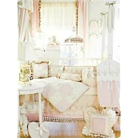 Baby Ella Crib Bedding, 5 piece set with Embroidered Pink Pillow by Glenna Jean by Glenna Jean