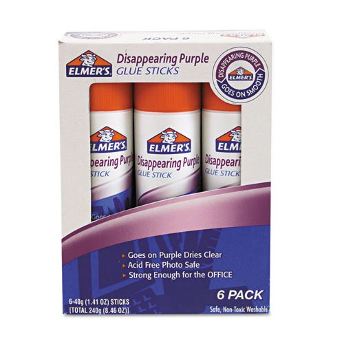 Elmer s Jumbo Disappearing Purple Office Glue Sticks 1 41 oz Each 6
