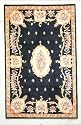 2'3" x 9'6" KAS Ruby Fleur De Lis Aubusson 8901 - Black Rectangular Runner