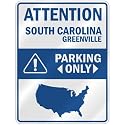 ATTENTION " GREENVILLE PARKING ONLY " PARKING SIGN USA CITY SOUTH CAROLINA