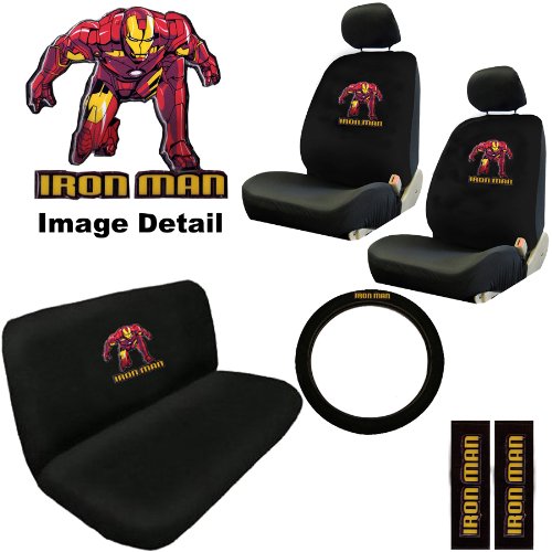  Iron Man Marvel Comics Auto Accessories Interior Combo Kit Gift Set - 11PC