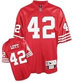 San Francisco 49ers NFL Jersey Ronnie Lott #42 Red Throwback Jersey Size 54
