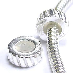 Sterling Silver Stopper With Rubber Focal Twisted Round Bead Charm For Pandora Troll Chamilia Biagi European Jewelry