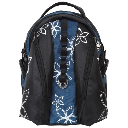 15.6 inch Navy Contour Flowers Multiple Pockets Laptop Computer Travel Sling Backpack w/Air Mesh Padded Panel
