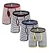 Dardugo Mens Underwear Stripe Cotton Boxer Briefs with Open Fly,4-Pack,US Medium