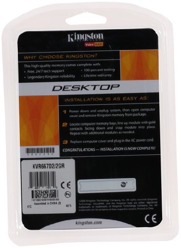 Kingston ValueRAM 2GB 667MHz DDR2 Non-ECC CL5 DIMM  Desktop Memory