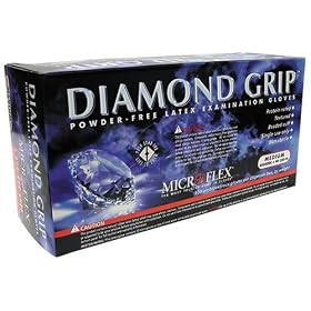Microflex MF300L Powder Free Diamond Grip Latex Gloves Size Large  100 Box