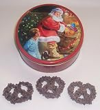 Scott's Cakes 1 lb. Dark Chocolate Covered Pretzel with Chocolate Chips in a Santa Tin