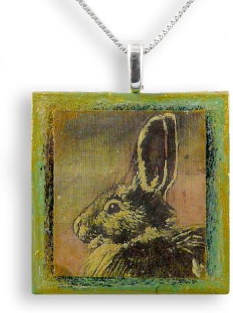 Art Print Necklace with Matching Gift Box: Bunny Rabbit