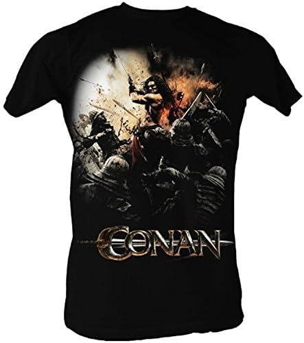Conan the Barbarian Action Poster Adult Black T-shirt (Adult X-Large)