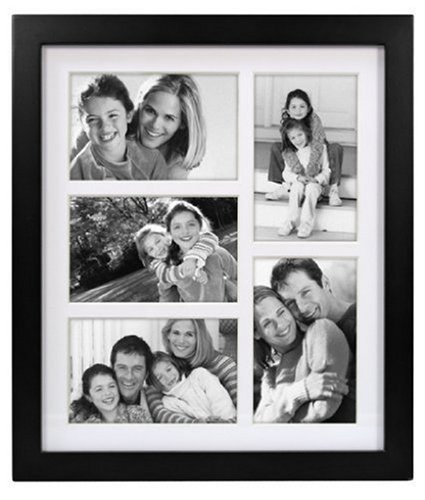 Malden Linear Wood Matted 4x6 Collage Black Picture Frame