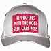 HE WHO DIES WITH THE MOST SLOT CARS WINS White Hat / Baseball Cap