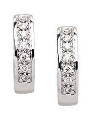 14K White Gold Diamond Huggy Earrings - 0.16 Ct. -- LIFETIME WARRANTY