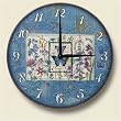 Wood clock ~ Blue Wildflower Butterfly ~Artworks Home Accents~ large kitchen wall clocks~ code 316