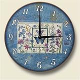 Wood clock ~ Blue Wildflower Butterfly ~Artworks Home Accents~ large kitchen ...