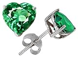 Original Star K(tm) 7mm Heart Simulated Emerald Earring Studs LIFETIME WARRANTY