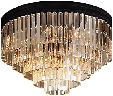 Odeon 17 Light 3 Ring Clear Glass Fringe Flush Mount Light Fixture in Java Brown Finish - Restoration Revolution 700131-001