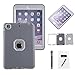 MAKEIT CASE iPad Mini Case iPad Mini 2 3 Case 3in 1 Heavy Duty Protection Combo Hybrid Impact Silicone Hard Case Cover for Apple Ipad Mini 1 2 3 (T-Gray/Light Grey)