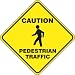 Accuform Signs PSR410 Slip-Gard Adhesive Vinyl Diamond Shape Floor Sign, Legend "CAUTION PEDESTRIAN TRAFFIC" with Graphic, 17" Width x 17" Length, Black on Yellow