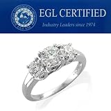 EGL Certified 14k White Gold 3 Stone Diamond Engagement Ring Band (HI, I1-I2, 0.50 carat)