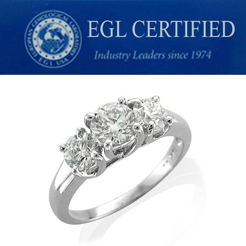 EGL Certified 14k White Gold 3 Stone Diamond Engagement Ring Band (HI, I1-I2, 0.50 carat)