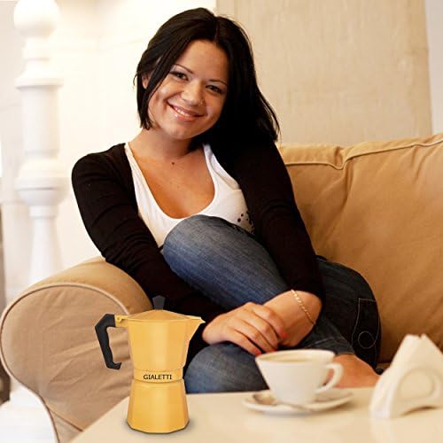 Gialetti Stovetop Espresso Pot - 6 Espresso-cup Italian Coffee Maker - Yellow Color