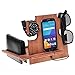 Docking Station Walnut, Cell Phone Stand for Men - Wooden Desk Organizer for Devices