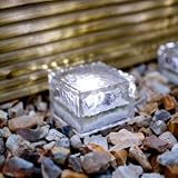 Solar Glass Ice Brick, Small Path Light, White LED Solar Garden Light