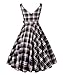 LUOUSE 50s Hepburn Style Vintage Grid Swing Dress