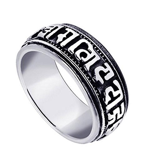 Mens Stainless Steel Finger Rings Avalokiteshvara 6 Words Mantra 