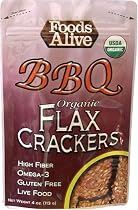 Foods Alive Golden Flax Crackers, Barbeque, 4-Ounce Pouches (Pack of 6)